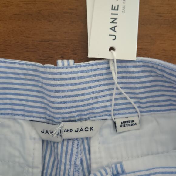 Janie and Jack Boys Striped Seersucker Short Size4 Atlantic blue stripe NEW WT - Picture 3 of 5